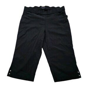 Counterparts Capri Pants Women 2X Black Pull On Elastic Waist Slits Studs Mature